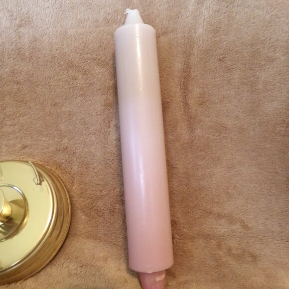 Vintage Partylite Gold Base Candle Holder W/Scalloped Glass & Candle - Picture 2 of 7